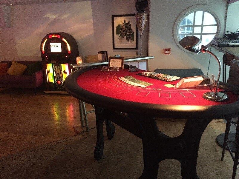 Blackjack table set up for a fun casino party